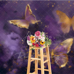 Aperturee - Aperturee Purple Gold Butterfly Photography Backdrop Elegant Insect Art Photo Background Dreamy Fantasy Wing Photo Booth Prop