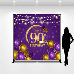 Aperturee - Aperturee Purple Gold Lights Custom Photo Birthday Backdrop