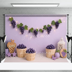 Aperturee - Aperturee Purple Grape Harvest and Lavender Garden Photo Backdrop Sweet Vineyard Birthday Photography Background