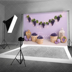 Aperturee - Aperturee Purple Grape Harvest and Lavender Garden Photo Backdrop Sweet Vineyard Birthday Photography Background