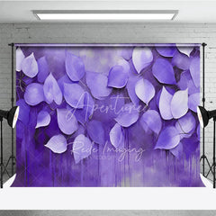 Aperturee - Aperturee Purple Leaves Oil Painting Backdrop Violet Monochrome Foliage Art Background Moody Photography Studio Prop