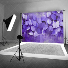 Aperturee - Aperturee Purple Leaves Oil Painting Backdrop Violet Monochrome Foliage Art Background Moody Photography Studio Prop
