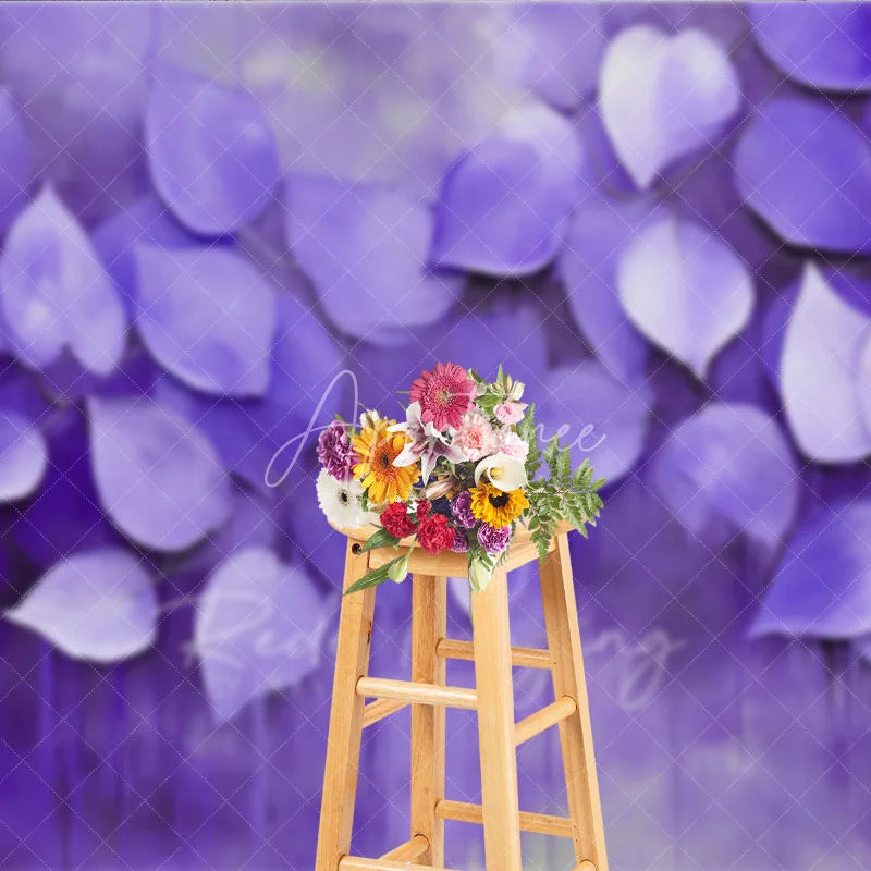 Aperturee - Aperturee Purple Leaves Oil Painting Backdrop Violet Monochrome Foliage Art Background Moody Photography Studio Prop