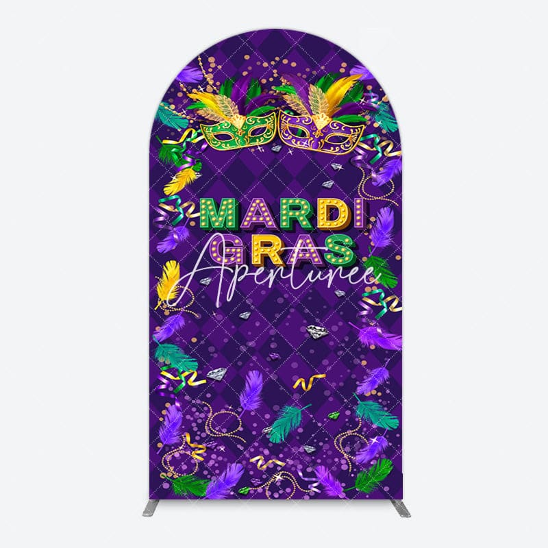 Aperturee - Aperturee Purple Mask Mardi Gras Dance Party Arch Backdrop