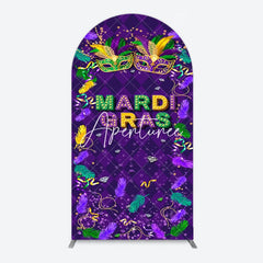 Aperturee - Aperturee Purple Mask Mardi Gras Dance Party Arch Backdrop