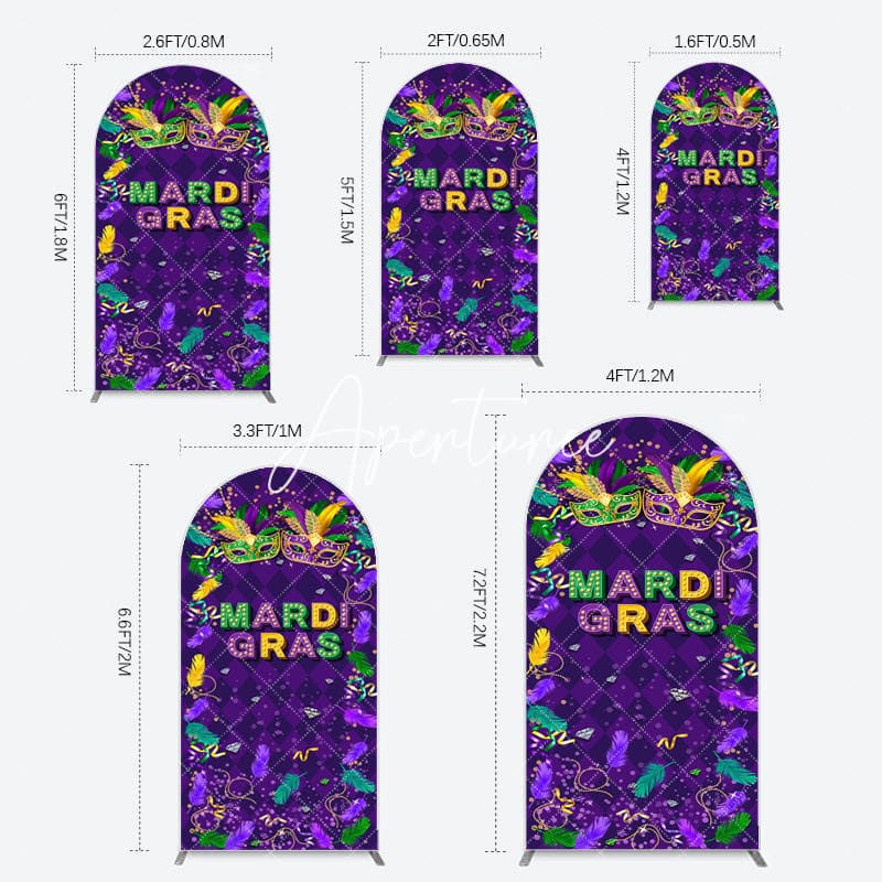 Aperturee - Aperturee Purple Mask Mardi Gras Dance Party Arch Backdrop