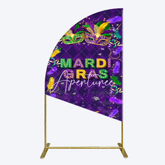 Aperturee - Aperturee Purple Mask Mardi Gras Dance Party Half Moon Arch Backdrop