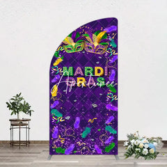 Aperturee - Aperturee Purple Mask Mardi Gras Dance Party Half Moon Arch Backdrop