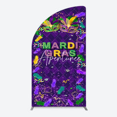 Aperturee - Aperturee Purple Mask Mardi Gras Dance Party Half Moon Arch Backdrop