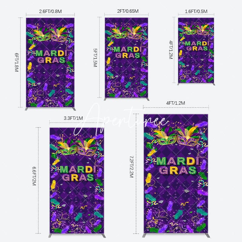 Aperturee - Aperturee Purple Mask Mardi Gras Dance Party Rectangle Backdrop