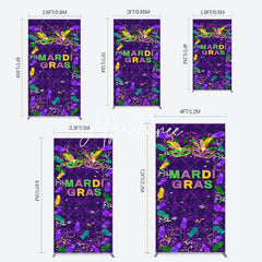 Aperturee - Aperturee Purple Mask Mardi Gras Dance Party Rectangle Backdrop