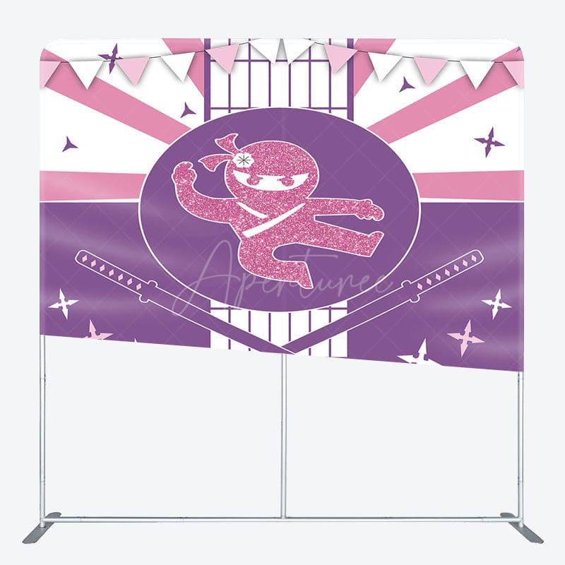Aperturee - Aperturee Purple Pink Glitter Ninja Square Tension Backdrop