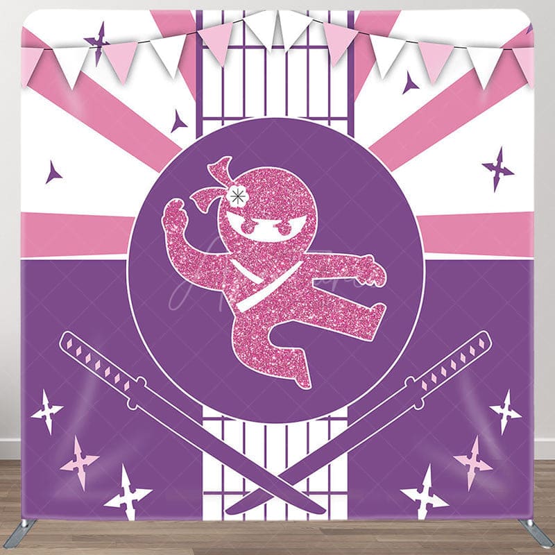 Aperturee - Aperturee Purple Pink Glitter Ninja Square Tension Backdrop