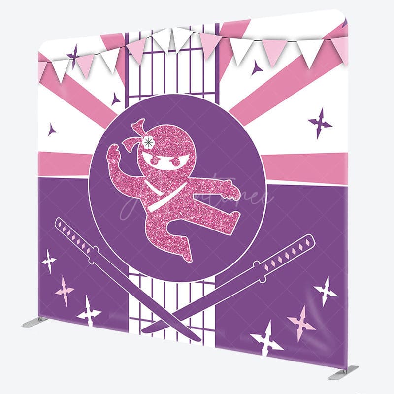 Aperturee - Aperturee Purple Pink Glitter Ninja Square Tension Backdrop