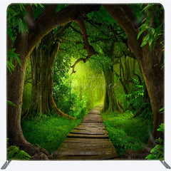 Aperturee - Aperturee Quiet Forest Trail Green Square Tension Backdrop