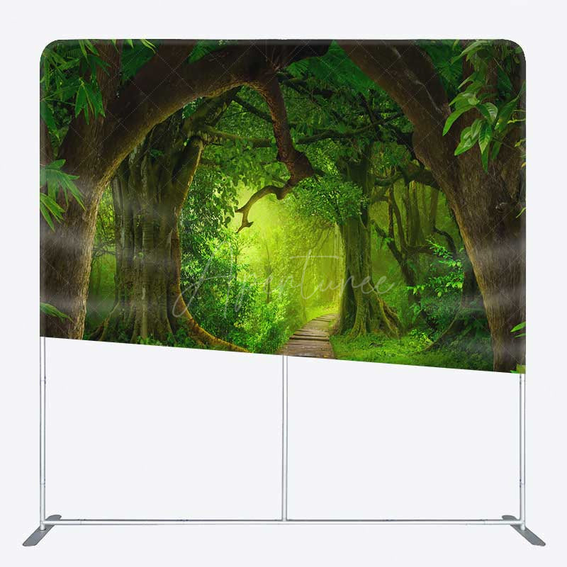 Aperturee - Aperturee Quiet Forest Trail Green Square Tension Backdrop