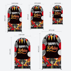 Aperturee - Aperturee Race Game Balloon Flags Fast Birthday Arch Backdrop