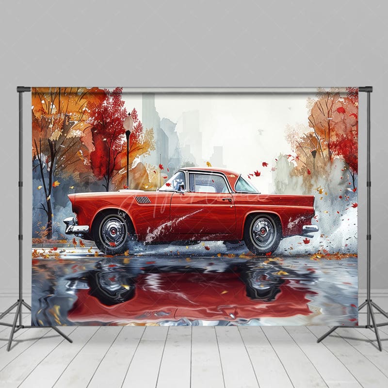Aperturee - Aperturee Racing Car Rainy Autumn Fine Art Photo Backdrop