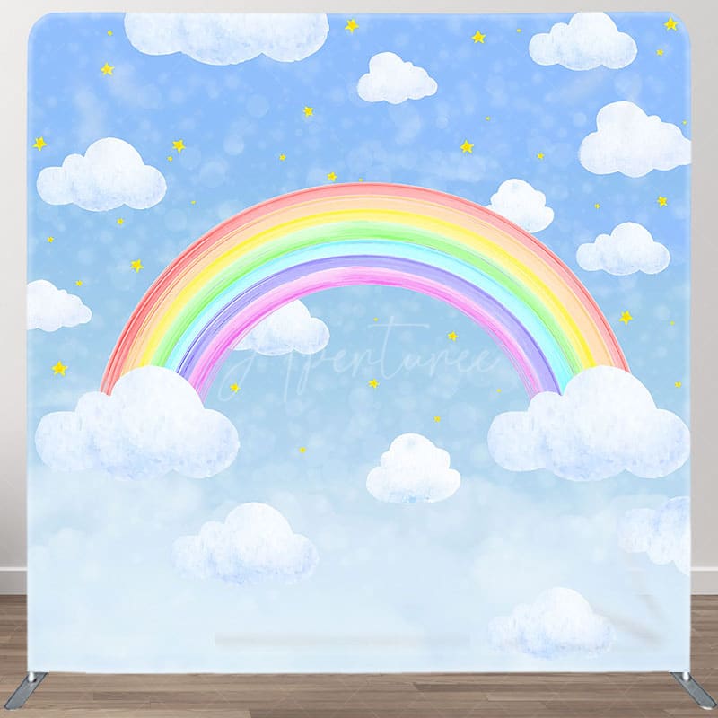 Aperturee - Aperturee Rainbow Cloud Starry Night Square Tension Backdrop