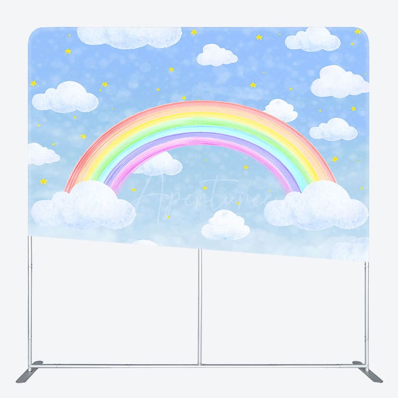 Aperturee - Aperturee Rainbow Cloud Starry Night Square Tension Backdrop