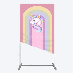 Aperturee - Aperturee Rainbow Color Curve Stripes Birthday Rectangle Backdrop