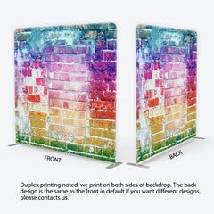 Aperturee - Aperturee Rainbow Distressed Brick Wall Tension Fabric Backdrop Colorful Urban Graffiti Photography Background