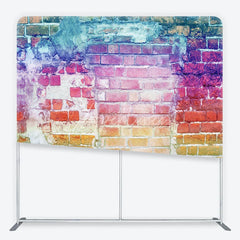 Aperturee - Aperturee Rainbow Distressed Brick Wall Tension Fabric Backdrop Colorful Urban Graffiti Photography Background