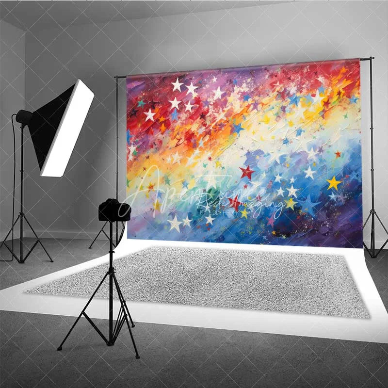 Aperturee - Aperturee Rainbow Star Texture Photography Backdrop Colorful Oil Painting Sky Photo Background Vibrant Abstract Art Photo Booth