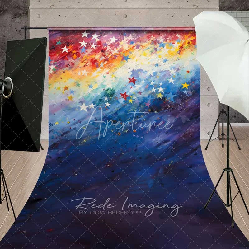 Aperturee - Aperturee Rainbow Star Texture Sweep Photo Backdrop Colorful Oil Painting Sky Background Vibrant Abstract Art Floor Prop
