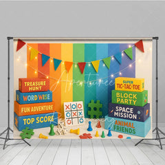 Aperturee - Aperturee Rainbow Stripes Board Game Photo Backdrop Space Mission and Block Party Photography Background
