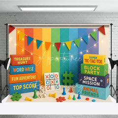 Aperturee - Aperturee Rainbow Stripes Board Game Photo Backdrop Space Mission and Block Party Photography Background