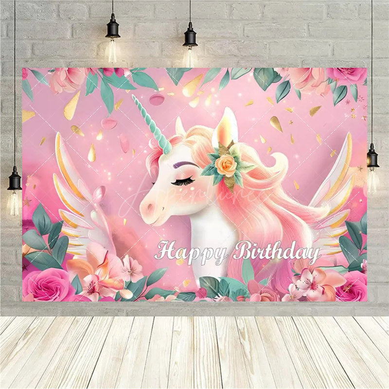 Aperturee Aperturee Rainbow Unicorn Birthday Backdrop Magical Fantasy Party Girly Photo Booth Background Decor