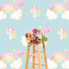 Aperturee - Aperturee Rainbow Unicorn Heart Cartoon Cake Smash Backdrop