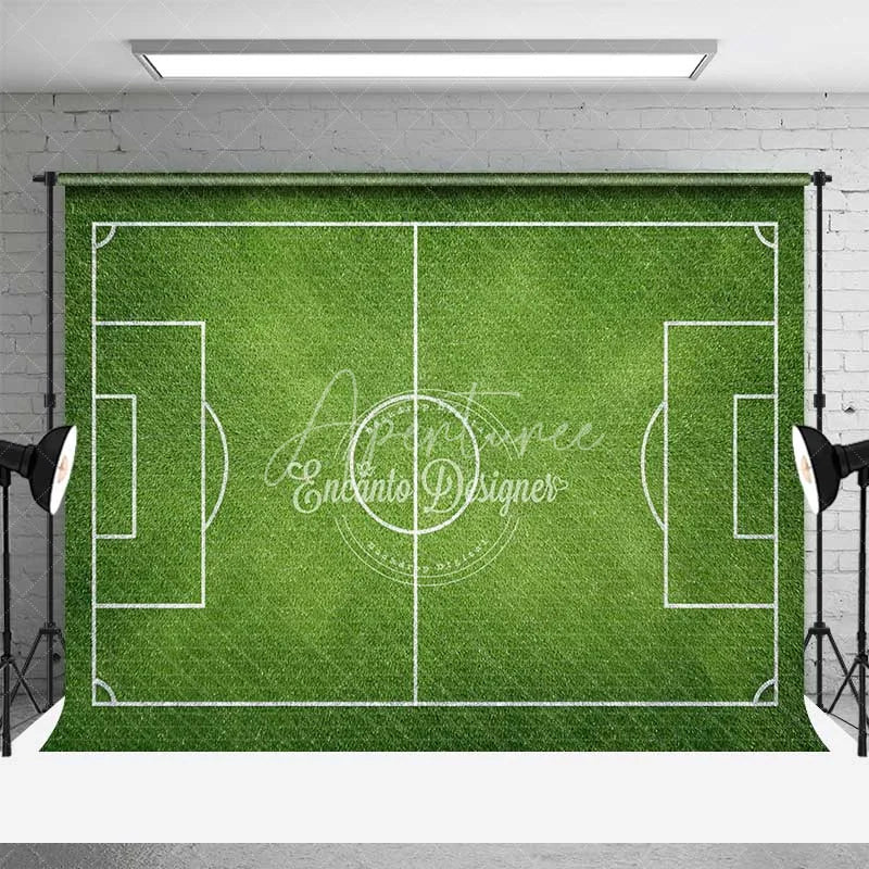 Aperturee - Aperturee Realistic Green Soccer Field Backdrop Football Sports Theme Birthday Party Photo Booth Background