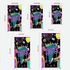Aperturee - Aperturee Rectangle Backdrop Back to the 80s Neon Retro Cover Glow Party Graffiti Geometric Chiara Wall Background Birthday