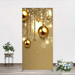 Aperturee - Aperturee Rectangle Backdrop Christmas Gold Baubles Luxury Hanging Ornaments Sparkle Rectangle Cover