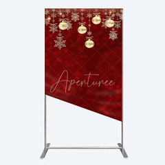 Aperturee - Aperturee Rectangle Backdrop Christmas Red Gold Ornaments Cover Winter Snowflake Glitter Chiara Wall Background Holiday Party