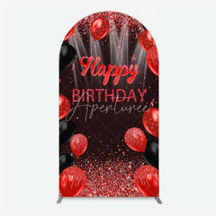 Aperturee - Aperturee Red and Black Balloons Birthday Arch Backdrop Glitter Sparkle Celebration Photography Background