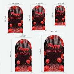 Aperturee - Aperturee Red and Black Balloons Birthday Arch Backdrop Glitter Sparkle Celebration Photography Background