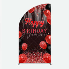Aperturee - Aperturee Red and Black Balloons Birthday Half Moon Arch Backdrop Glitter Sparkle Celebration Photography Background