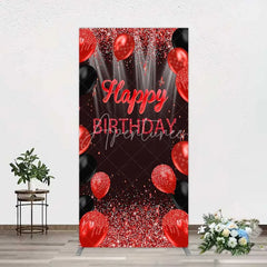Aperturee - Aperturee Red and Black Balloons Birthday Rectangle Backdrop Glitter Sparkle Celebration Photography Background