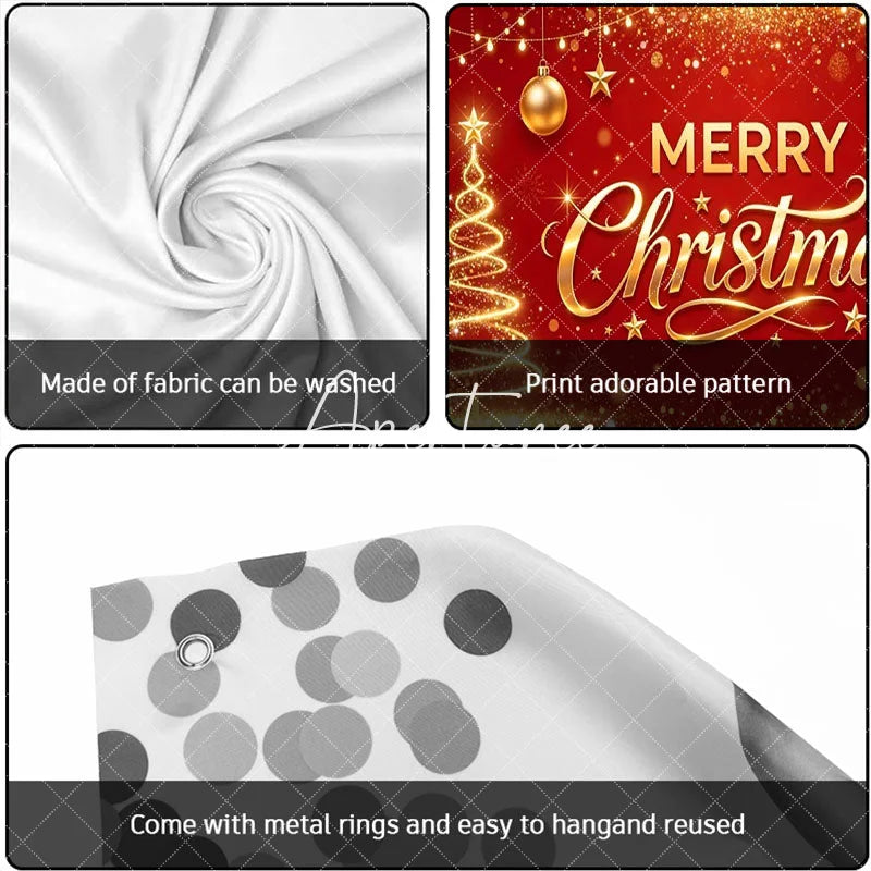 Aperturee - Aperturee Red and Gold Merry Christmas Glitter Garage Door Banner Festive Holiday Decor with Stars and Ornaments