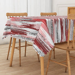 Aperturee - Aperturee Red and Grey Gradient Glitter Rectangle Tablecloth for Modern and Glamorous Holiday Party Decor