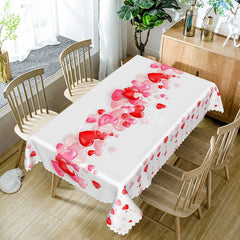 Aperturee - Aperturee Red and Pink Flowing Heart Rectangle Tablecloth Diagonal Love Stream Pattern Romantic Valentine Dining Decor