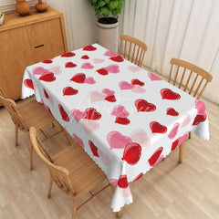 Aperturee - Aperturee Red and Pink Heart Balloon Rectangle Tablecloth 3D Love Shape Inflatable Table Cover Valentine Day Party Decor
