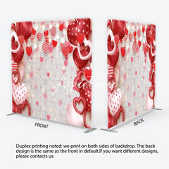 Aperturee - Aperturee Red and Pink Heart Balloons and Garlands Square Double-Sided Backdrop Valentine’s Day Love Theme Decor