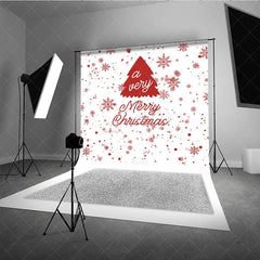 Aperturee - Aperturee Red and White Merry Christmas Tree Snowflake Minimalist Photography Backdrop