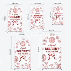 Aperturee - Aperturee Red and White Pizza Delivery Round Top Arch Backdrop Fun Baby Shower Birthday Party Decor.