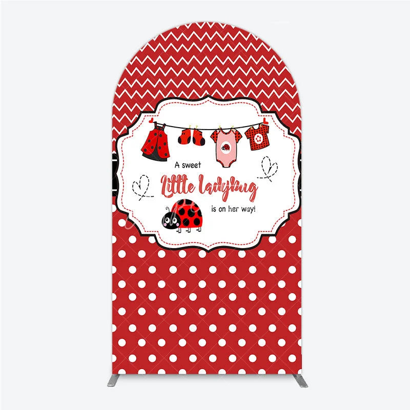 Aperturee - Aperturee Red and White Polka Dot Ladybug Baby Shower Arch Backdrop Kit Cute Little Ladybug is on Her Way Party Decor