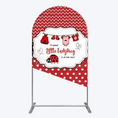 Aperturee - Aperturee Red and White Polka Dot Ladybug Baby Shower Arch Backdrop Kit Cute Little Ladybug is on Her Way Party Decor
